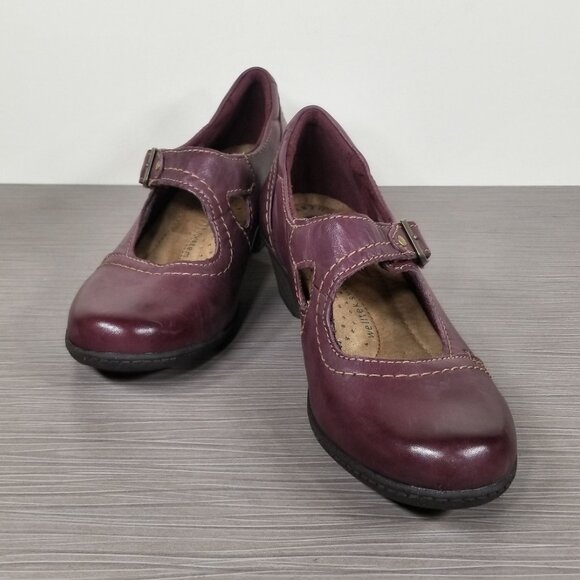 Earth Origins Meredith Mary Jane Shoe, Burgundy Leather, Womens Various Sizes - Picture 4 of 11